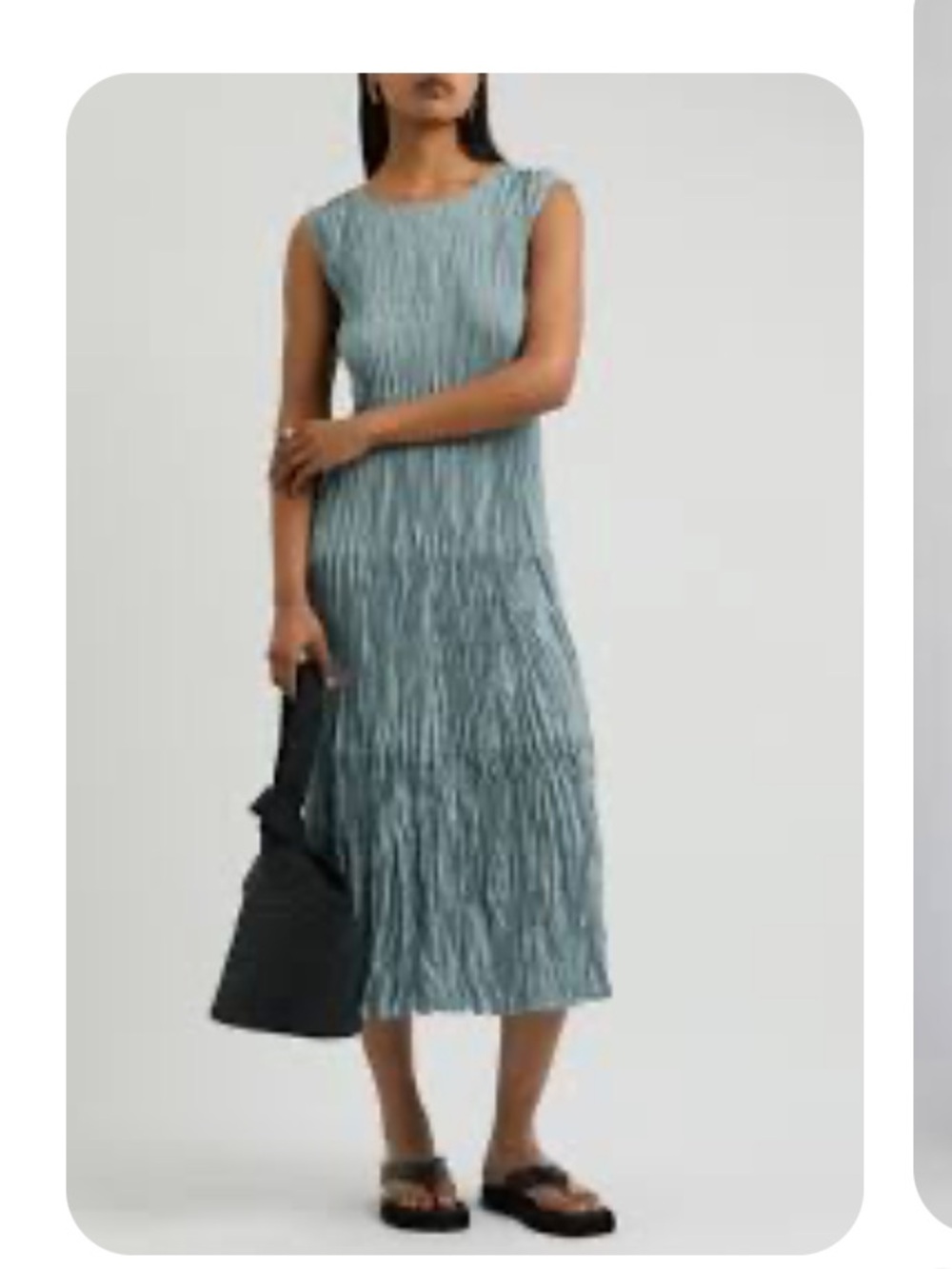 Eileen Fisher Light Blue Pleated Crinkled Dress M